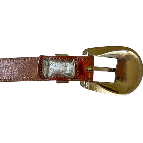 Vintage 90’s Brown Leather Silver Conch Engraved Southwestern Animals Belt, S - Picture 13 of 15